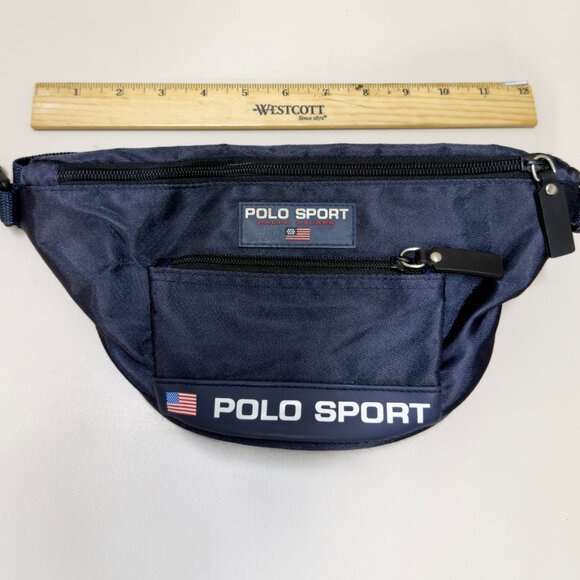 Vintage Polo Sport Ralph Lauren Unisex Blue Belt Bag Fanny Pack - Picture 4 of 8